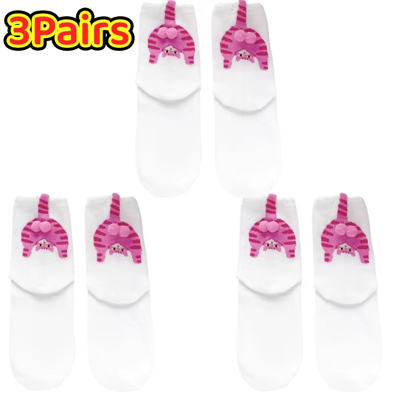 Adorable Cartoon Cat Egg Couple Socks - Cozy Mid-Calf Cotton Socks Perfect for Maternity and Winter Gifting!